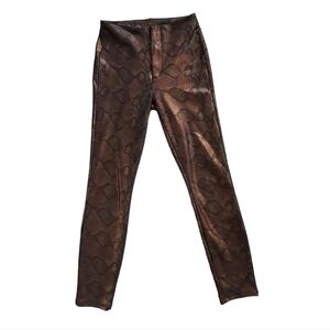 Mother Looker Ankle Pants Ladies Size 26 Black Metallic Python Print High Waist